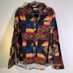 Urban Outfitters Shirt Mens Medium Aztec Southwestern Button Up Multicolor
